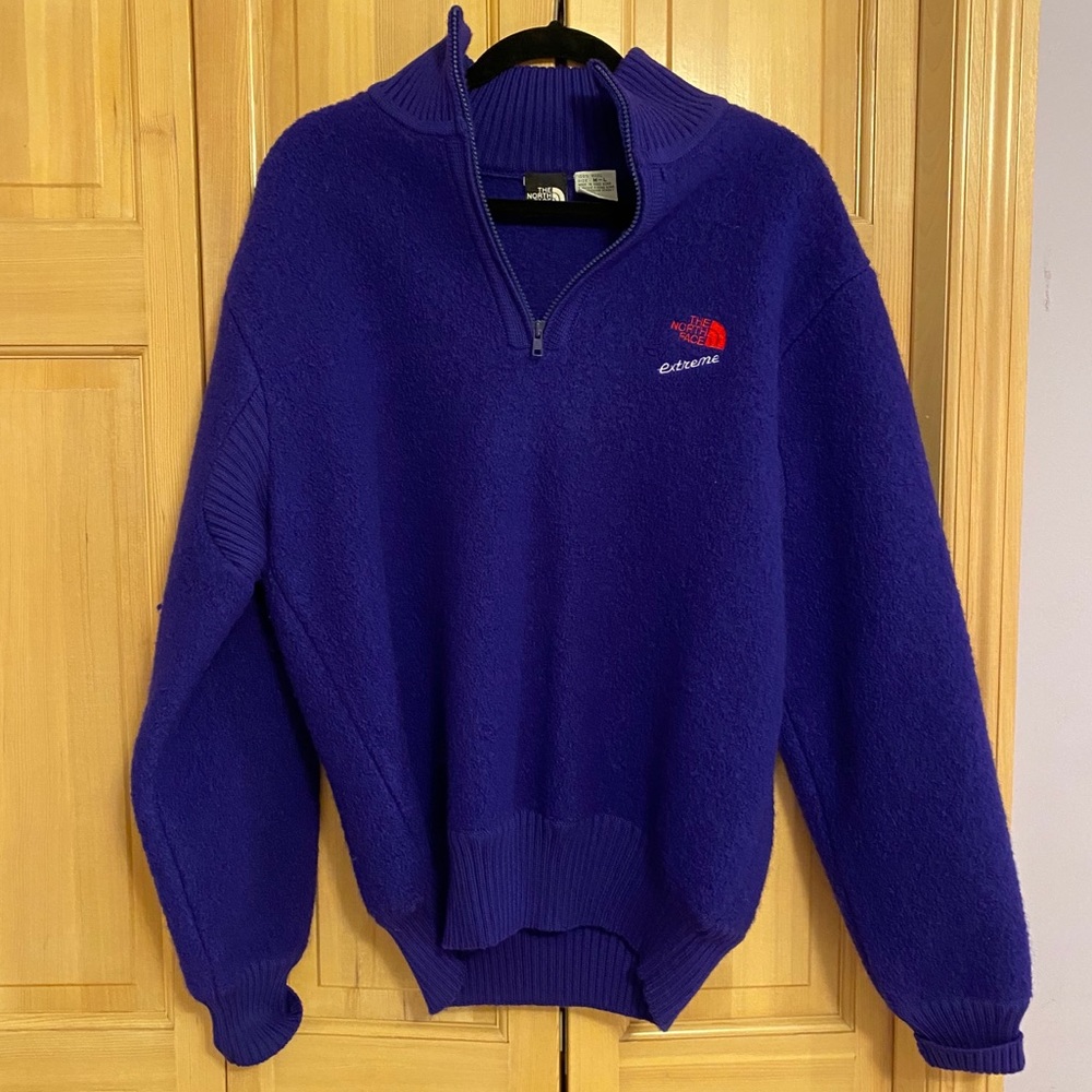 1980’s Vintage North Face Extreme Blue Wool Quarter Zip